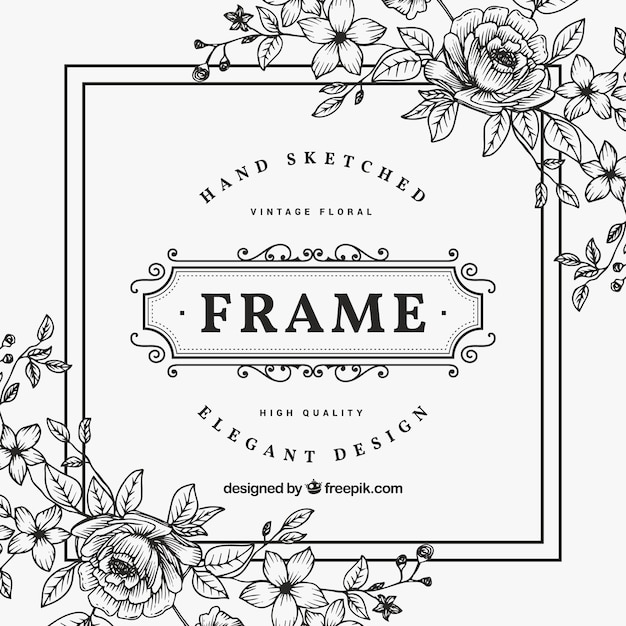 black and white vintage flower frame_23 2147546019