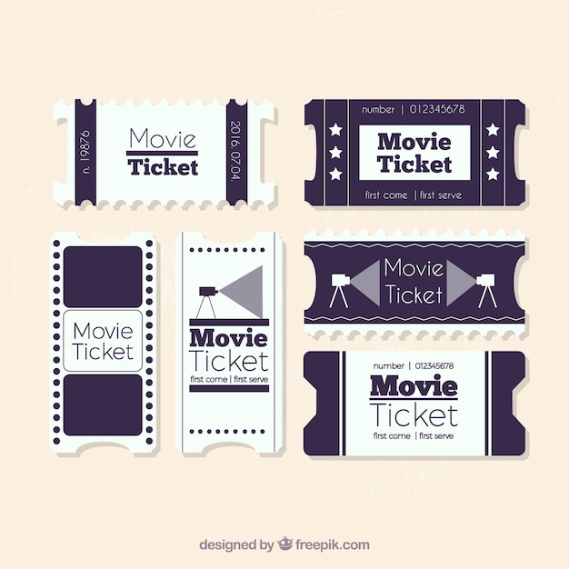 black and white vintage movie ticket collection vector