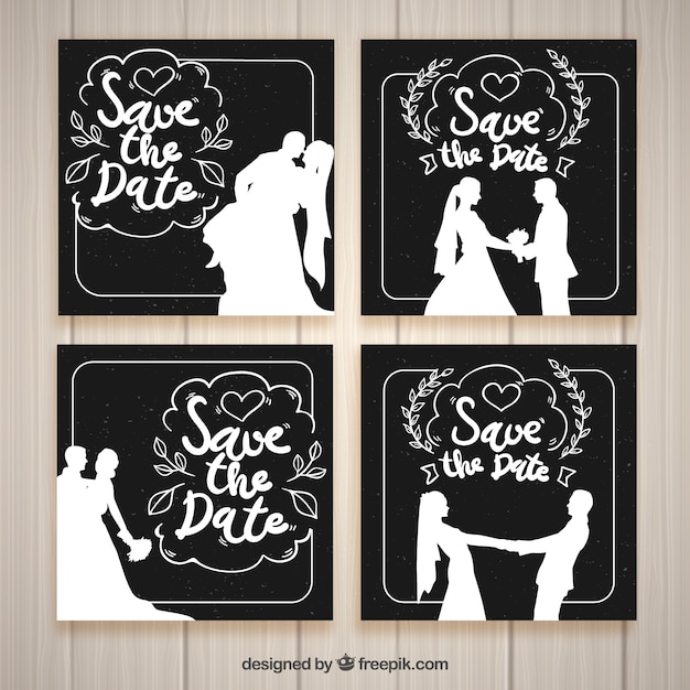 Black and white wedding invitation templates Vector Free Download