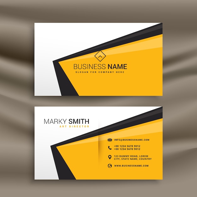 Black and yellow geometric business card