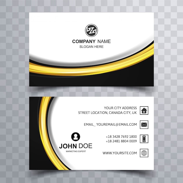 Black and yellow wavy business card