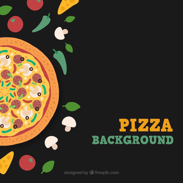 Black background pizza