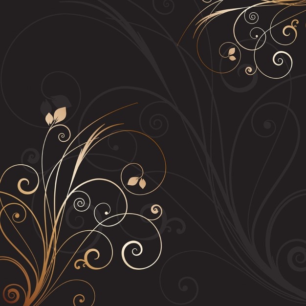 Free Vector | Black background with golden floral ornament