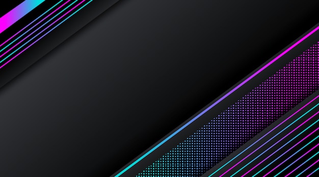 Black background with gradient neon glitter geometric shape Premium Vector