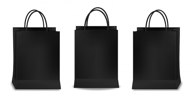 Download Black bags set, isolated, packaging mockup, package design ...