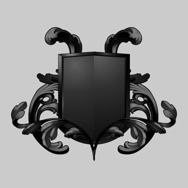 Black baroque shield elements vector Free Vector
