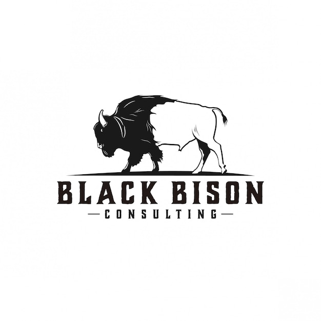 Black bison logo Vector | Premium Download