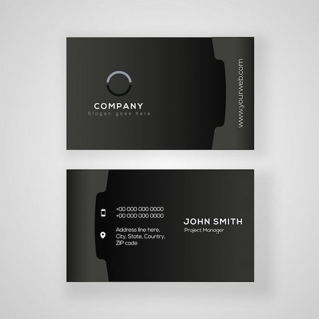 Premium Vector | Black business card design with company details in ...