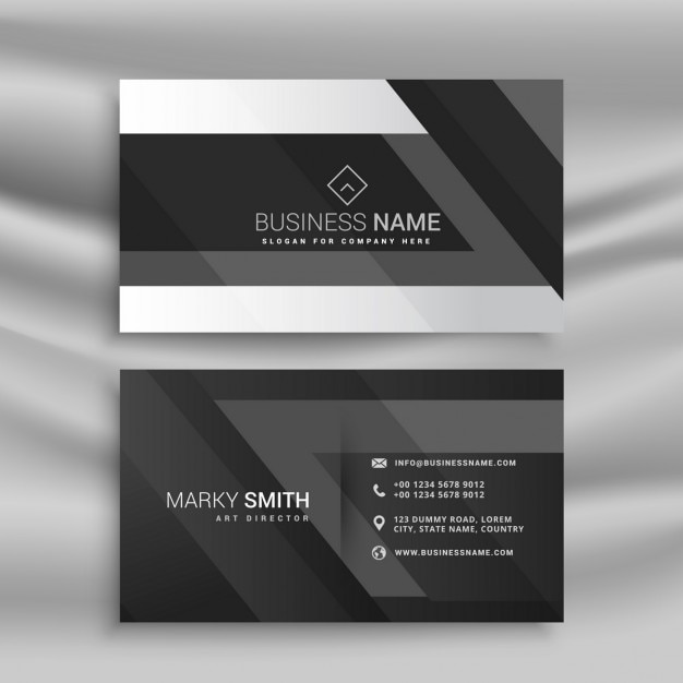 Black business card with abstract shapes