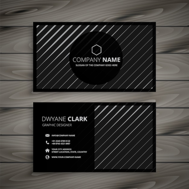 Black business card with diagonal lines