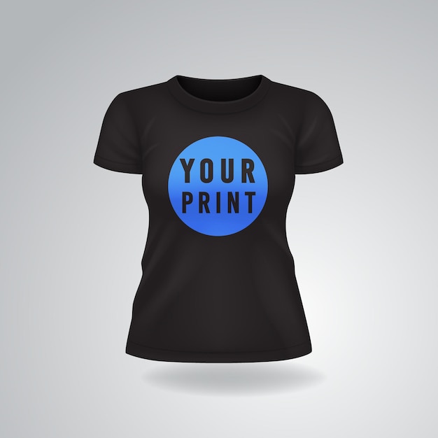 Download Premium Vector | Black casual woman t-shirt with short ...