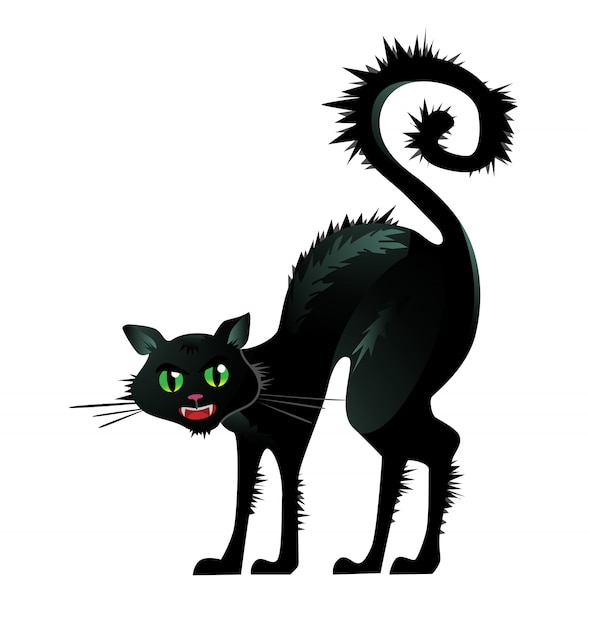 Free Vector | Black cat arching back illustration. pet, terror, fear ...