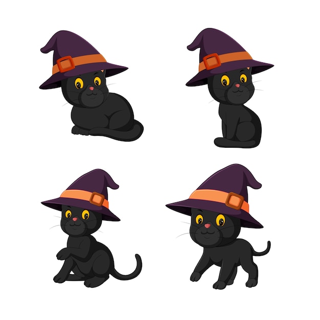 Premium Vector Black Cat Halloween Collection