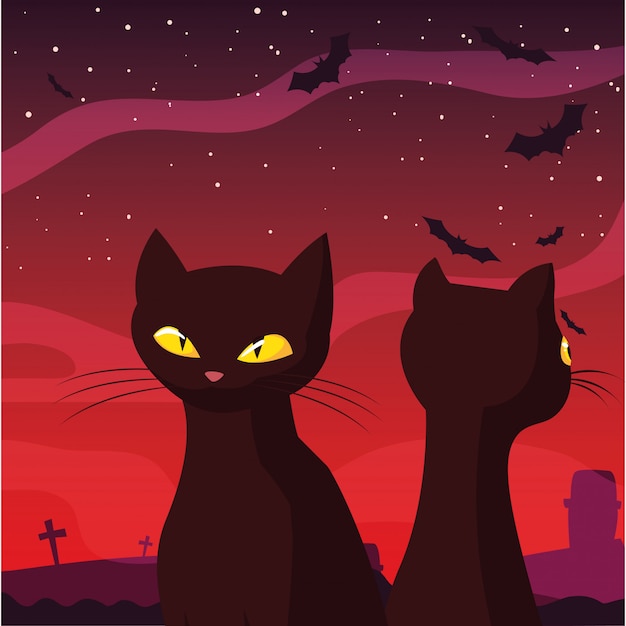 Premium Vector Black Cats Happy Halloween Celebration 5506