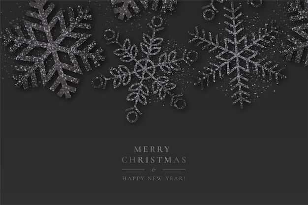 Download Free Vector Black Christmas Background With Sparkling Snowflakes PSD Mockup Templates