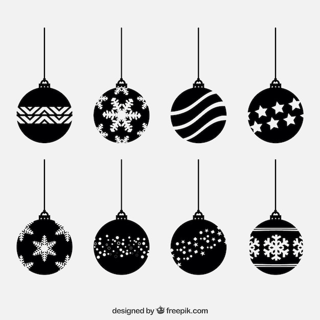 Download Black christmas balls set | Free Vector