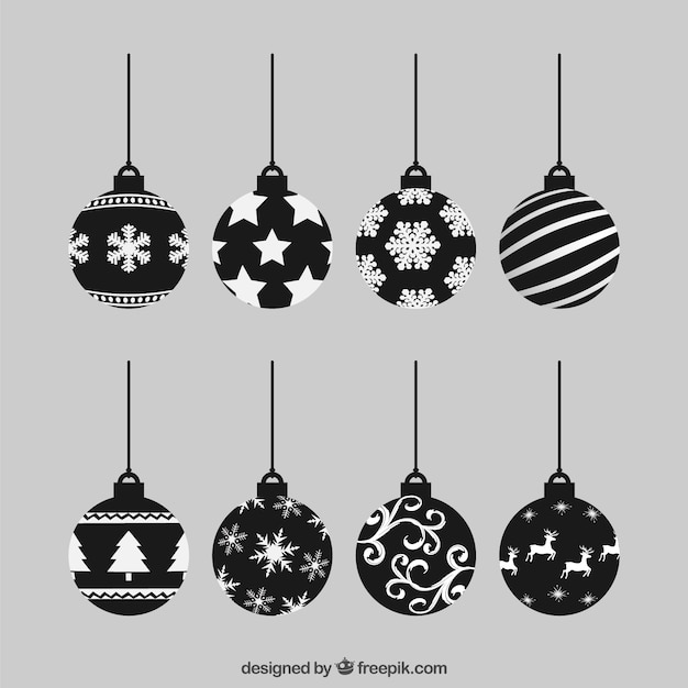 Download Black christmas baubles collection Vector | Free Download