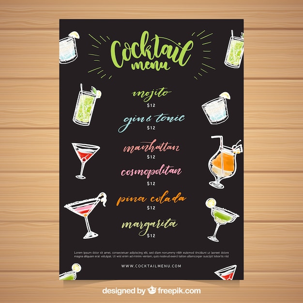 black-cocktail-menu-template-vector-free-download