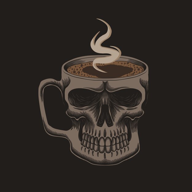 Download Premium Vector | Black coffee in skull mug