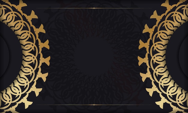 Premium Vector | Black color banner template with golden abstract pattern