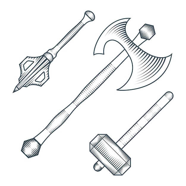 Download Premium Vector | Black color medieval axe warhammer mace ...