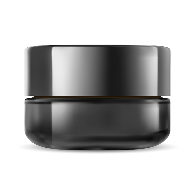 Download Black cosmetic jar. glass cream packaging mockup | Premium ...