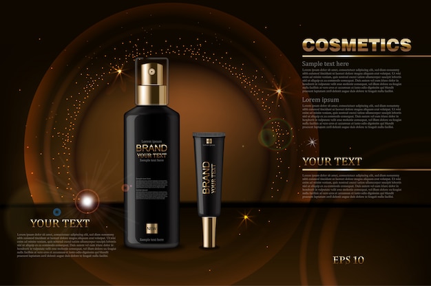 Download Black cosmetics bottles mock up Vector | Premium Download