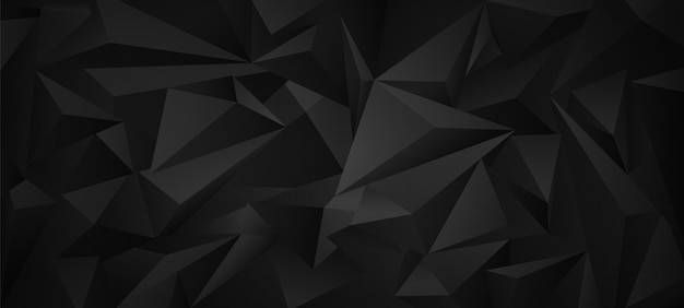 Black dark  3d low poly geometric background . Premium Vector