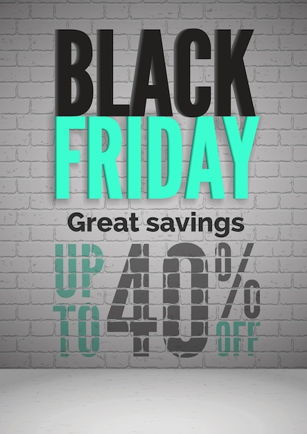 Premium Vector | Black Friday 40 Percent Off Sale Realistic Poster ...