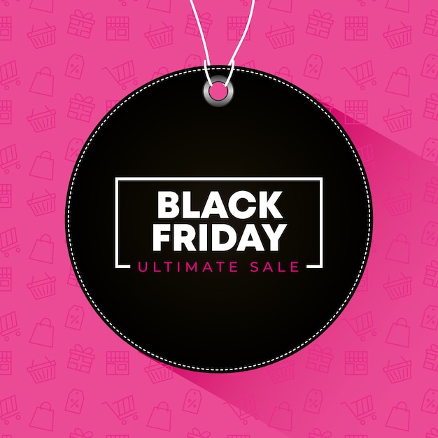 Premium Vector Black Friday Banner With Black Label Over Pink Background 0148