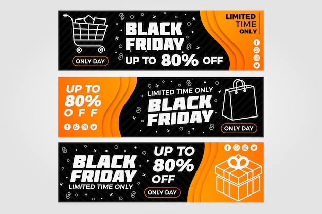 Free Vector | Black friday banners in flat design