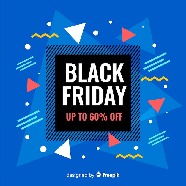 Black friday in flat design with memphis Free Vector