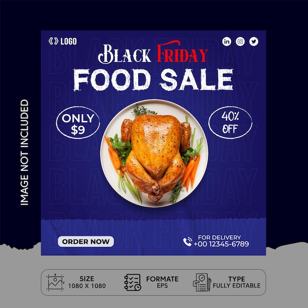 Premium Vector Black friday food sale social media post design