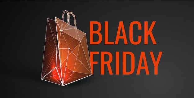 Black friday sale banner with low poly style Premium Vector