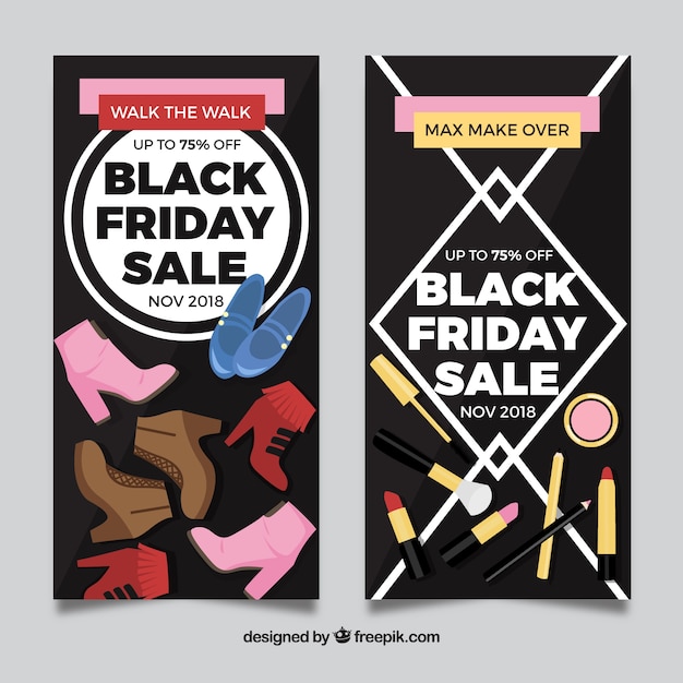Black friday sale banners for shoes 