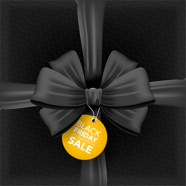 Premium Vector Black Friday Sale Box With Ribbon From Top View