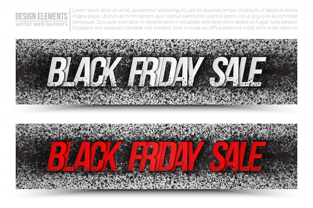 Black friday sale grunge web banners set Vector | Premium Download