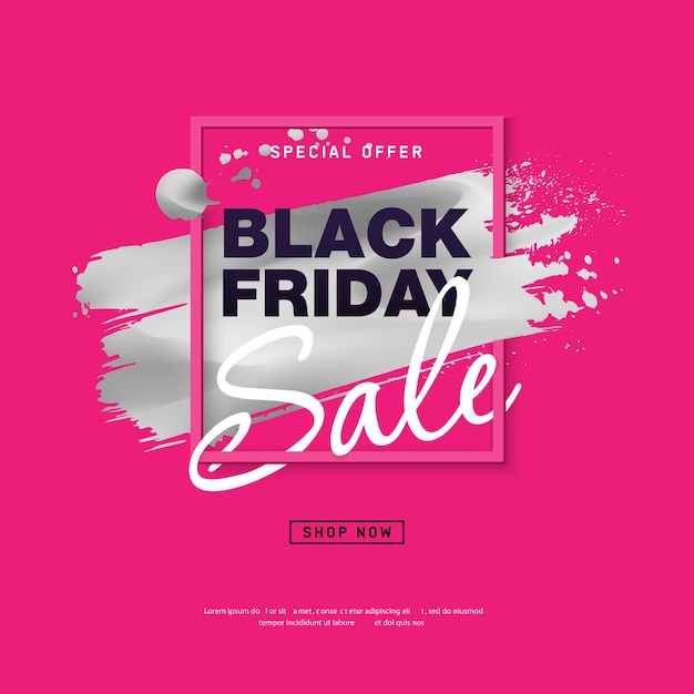 Premium Vector | Black friday sale poster with silver brush stroke