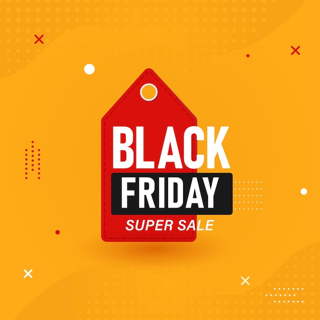 Premium Vector | Black friday super sale poster design with red tag on ...