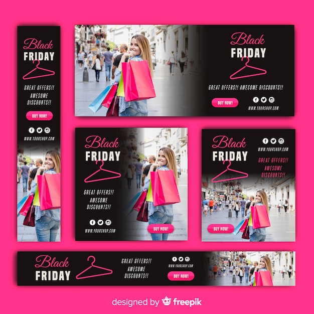 Black friday website banner template Vector | Free Download