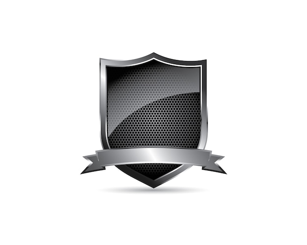 Premium Vector | Black glossy metal steel blank shield crest with ...