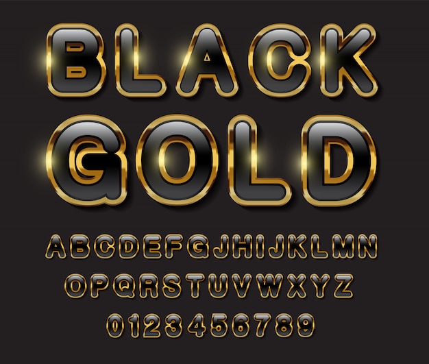 Premium Vector Black And Gold Alphabet 6717