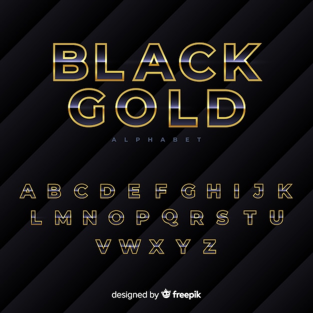 Black And Gold Alphabet Vector Free Download 6649