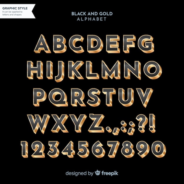 Black And Gold Alphabet Vector Free Download 3544