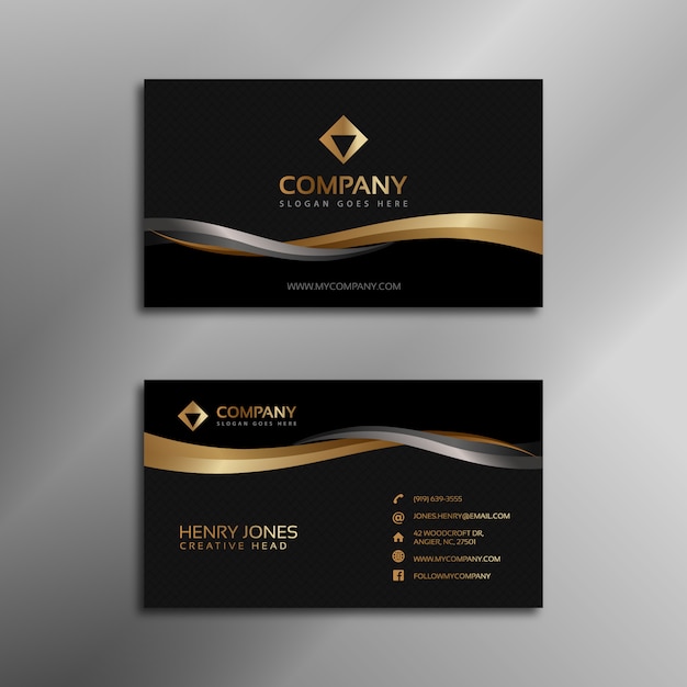 Black and gold business card Free Vector