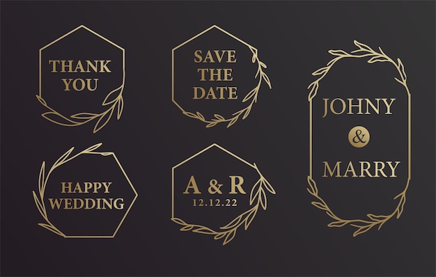 Premium Vector Black And Gold Hand Drawn Wreath Wedding Bride Groom Name Invitation Background