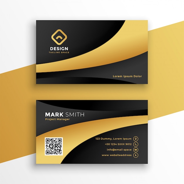 Black and gold modern business card template Free Vector
