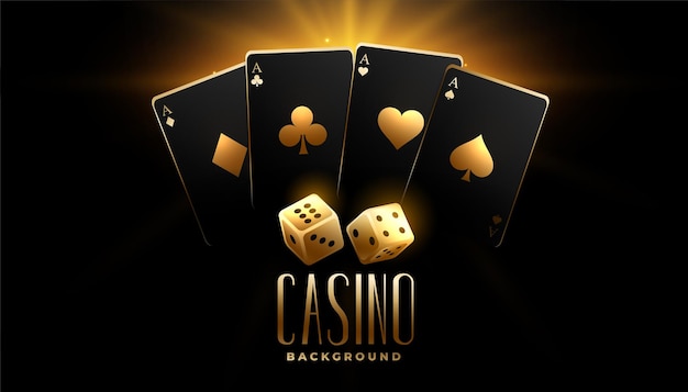 Free Vector | Black and golden casino cards with dice background