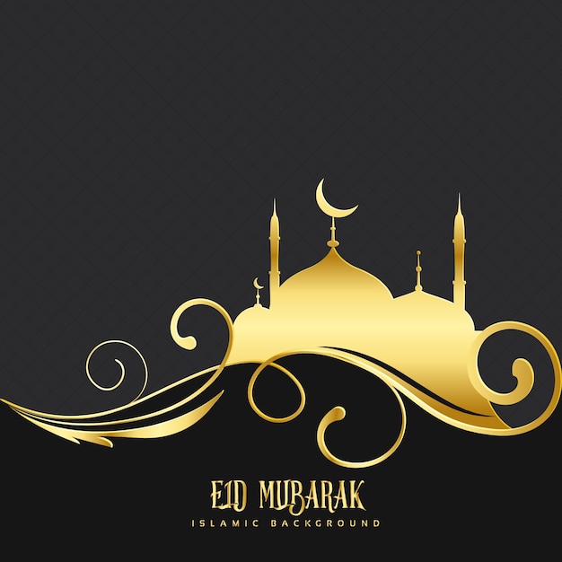 Black and golden design for eid  mubarak  Free Vector 