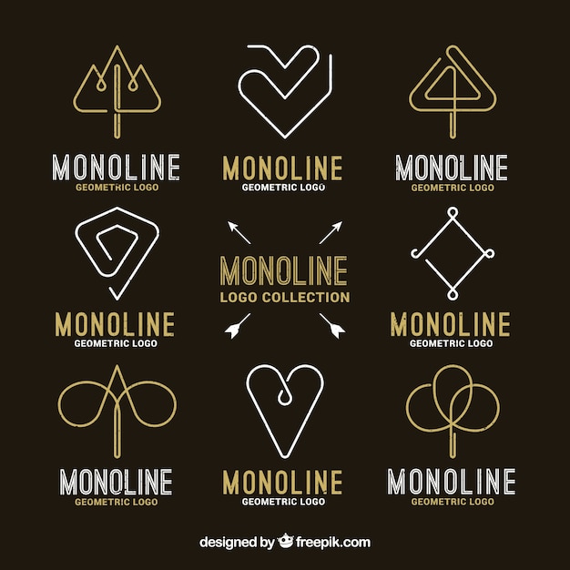 Free Vector | Black And Golden Monoline Logo Pack